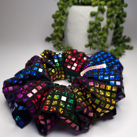 Sparkly Black Disco Ball Scrunchie