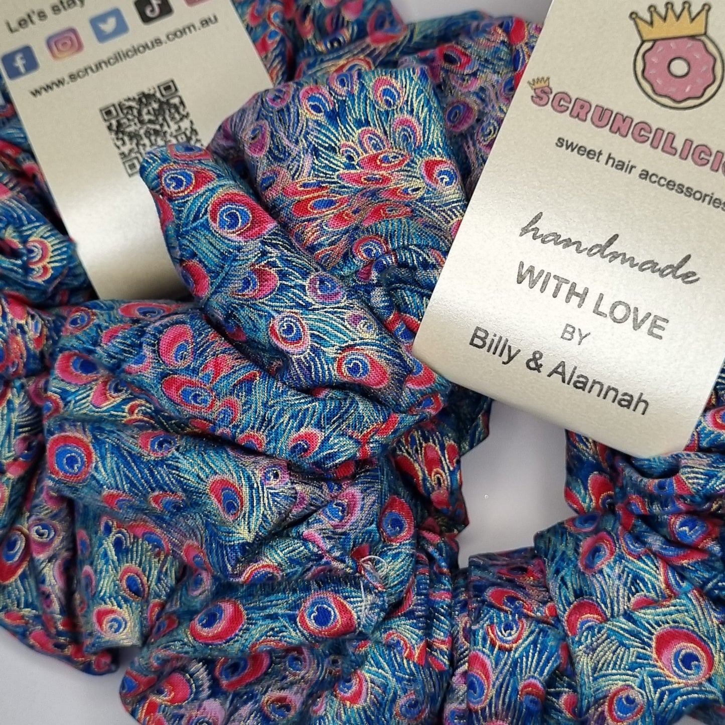 Blue Peacock Scrunchie 🦚