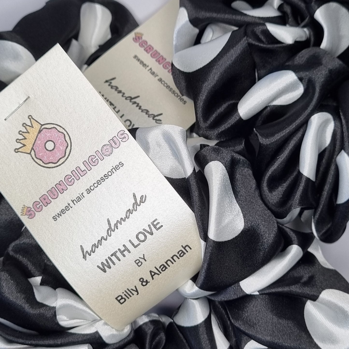 Black and White Polka Dots Scrunchie