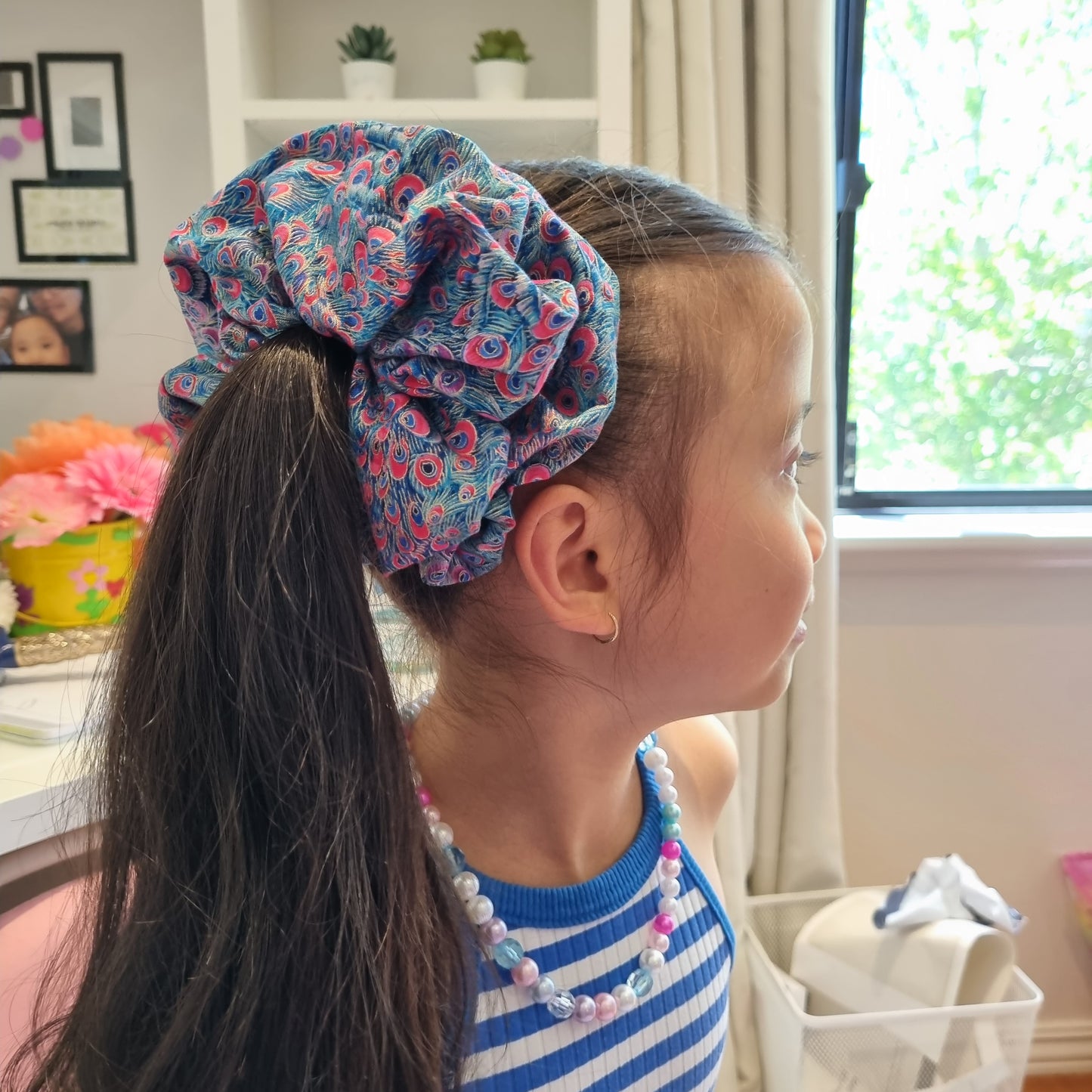 Blue Peacock Scrunchie 🦚